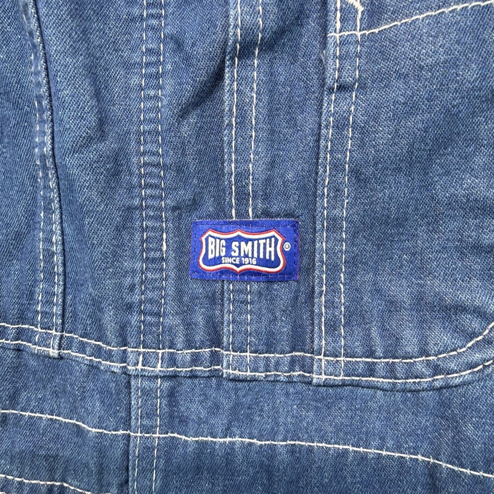 Big Smith Overalls Men 32x30 Blue Denim Bib Carpenter Farmer Utility Painter - Picture 2 of 7